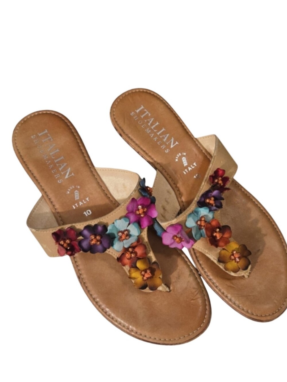 Palms Italian Shoemakers Floral Embellished Sandals SIZE 10